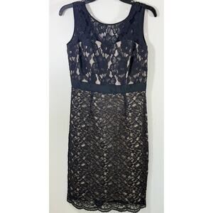 JAX Black Lace Cocktail Dress Lined Sheath Floral Whimsigoth